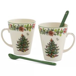 Spode Christmas Tree Annual 2022 4 Piece Set Mugs & Spoons